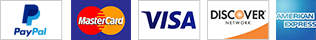 Cards accepted: PayPal, MasterCard, Visa, Discover, American Express
